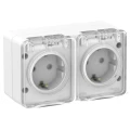 Изображение товара Розетка Systeme Electric AtlasDesign с заземлением и шторками 2-местная IP54 белая