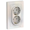 Изображение товара Розетка Systeme Electric AtlasDesign 2-местная скрытая установка с заземлением жемчуг