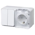 Изображение товара Блок электроприборов Systeme Electric Profi54 2клавишный выключатель и розетка IP54 белый