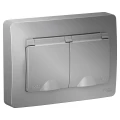 Изображение товара Розетка Systeme Electric Blanca 2-местная для скрытой установки 16А IP20 с заземлением, с крышкой и шторками, в сборе, алюминий
