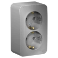 Изображение товара Розетка Systeme Electric Blanca 2-местная для открытой установки 16А IP20 с заземлением, без шторок, с изолирующей пластиной, в сборе,алюминий