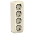 Изображение товара Розетка Systeme Electric Blanca 4-местная для открытой установки 16А IP20 с заземлением, со шторками, с изолирующей пластиной, в сборе, молочная BLNRA011412