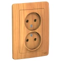Изображение товара Розетка Systeme Electric Blanca 2-местная скрытой установки без заземления, номинальный ток - 16 А, степень защиты IP20, цвет - ясень