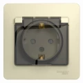 Изображение товара Розетка скрытая 16А IP44 с заземлением и шторками Systeme Electric Glossa бежевый