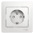 Изображение товара Розетка Systeme Electric Glossa 1-местная для скрытой установки 16А IP20 с заземлением со шторками, в сборе, белая