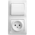 Изображение товара Блок комбинированный Systeme Electric Glossa одноклавишный выключатель + розетка без заземления скрытой установки, номинальный ток - 10 А, степень защиты IP20, цвет - белый
