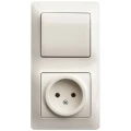 Изображение товара Блок комбинированный Systeme Electric Glossa одноклавишный выключатель + розетка без заземления скрытой установки, номинальный ток - 10 А, степень защиты IP20, цвет - бежевый