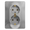 Изображение товара Розетка Systeme Electric Glossa 2-местная скрытой установки с заземлением алюминий