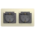 Изображение товара Розетка Systeme Electric Glossa 2-местная скрытой установки с заземлением со шторками и крышкой, номинальный ток - 16 А, степень защиты IP44, в сборе, цвет - бежевый
