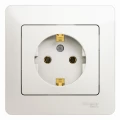 Изображение товара Розетка Systeme Electric Glossa 1-местная скрытой установки с заземлением, номинальный ток - 16 А, степень защиты IP20, в сборе, цвет - перламутр GSL000642
