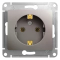 Изображение товара Розетка Systeme Electric Glossa 1-местная скрытой установки с заземлением, номинальный ток - 16 А, степень защиты IP20, механизм, цвет - платина