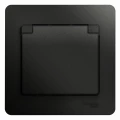 Изображение товара Розетка Systeme Electric Glossa 1-местная скрытой установки с заземлением со шторками и крышкой, номинальный ток - 16 А, степень защиты IP20, в сборе, цвет - антрацит