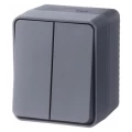 Изображение товара Выключатель двухклавишный Systeme Electric AtlasDesign Profi54 открытой установки, номинальный ток - 10 А, степень защиты IP54, в сборе, цвет - антрацит