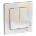 Изображение товара Выключатель двухклавишный Systeme Electric AtlasDesign скрытой установки, номинальный ток - 10 А, степень защиты IP20, в сборе, цвет - жемчуг