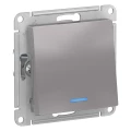 Изображение товара Переключатель одноклавишный Systeme Electric AtlasDesign с подсветкой 250 В 10 А алюминиевый