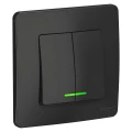Изображение товара Выключатель двухклавишный Systeme Electric Blanca скрытой установки с подсветкой, номинальный ток - 10 А, степень защиты IP20, цвет - антрацит