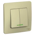 Изображение товара Выключатель двухклавишный Systeme Electric Blanca скрытой установки с подсветкой, номинальный ток - 10 А, степень защиты IP20, цвет - бежевый