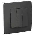 Изображение товара Выключатель трехклавишный Systeme Electric Blanca скрытой установки, номинальный ток - 10 А, степень защиты IP20, цвет - антрацит