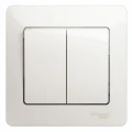 Изображение товара Выключатель двухклавишный Systeme Electric Glossa скрытой установки, номинальный ток - 10 А, степень защиты IP20, в сборе, цвет - перламутр