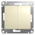 Изображение товара Переключатель двухклавишный Systeme Electric Glossa проходной скрытой установки, номинальный ток - 10 А, степень защиты IP20, механизм, цвет - бежевый