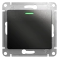 Изображение товара Выключатель одноклавишный Systeme Electric Glossa скрытой установки с подсветкой, номинальный ток - 10 А, степень защиты IP20, механизм, цвет - антрацит