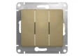 Изображение товара Выключатель трехклавишный Systeme Electric Glossa скрытой установки, номинальный ток - 10 А, степень защиты IP20, механизм, цвет - титан