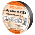 Изображение товара Изолента самозатухающая TDM ширина - 19 мм, длина - 20 м, толщина - 0.15 мм, материал - поливинилхлорид, цвет - черный