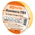 Изображение товара Изолента самозатухающая TDM ширина - 15 мм, длина - 10 м, толщина - 0.13 мм, материал - поливинилхлорид, цвет - желтый