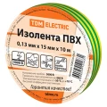 Изображение товара Изолента самозатухающая TDM ширина - 15 мм, длина - 10 м, толщина - 0.13 мм, материал - поливинилхлорид, цвет - желто-зеленый