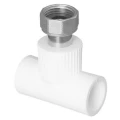 Изображение товара Тройник PPR TEBO Дн20х3/4″х20 Ру20 комбинированный, материал корпуса - полипропилен, присоединение - сварка / гайка