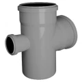 Изображение товара Крестовина канализационная TEBO Дн110x110x50 87,5° безнапорная, полипропиленовая, серая для внутреннего монтажа