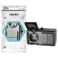 Изображение товара Блок TOKOV ELECTRIC Dita двухклавишный выключатель 10А + розетка 16А с заземлением открытой установки, номинальный ток - 16 А, 250 В, степень защиты IP54, цвет - карбон