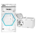 Изображение товара Розетка TOKOV ELECTRIC Dita 2-местная открытой установки с заземлением с крышкой, номинальный ток - 16 А, степень защиты IP54, цвет - белый