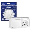 Изображение товара Блок одноклавишный выключатель и розетка с заземлением IP54 белый TOKOV ELECTRIC Nix