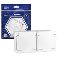 Изображение товара Розетка TOKOV ELECTRIC Nix 2-местная открытой установки с заземлением со шторками и прозрачной крышкой, номинальный ток - 16 А, степень защиты IP54, цвет - белый