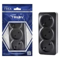 Изображение товара Розетка TOKOV ELECTRIC Frea 3-местная открытой установки без заземления, номинальный ток - 16 А, степень защиты IP20, цвет - карбон