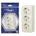 Изображение товара Розетка TOKOV ELECTRIC Frea 3-местная с заземлением цвет бежевый
