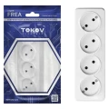 Изображение товара Розетка TOKOV ELECTRIC Frea 4-местная открытой установки без заземления IP20 белая