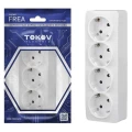 Изображение товара Розетка TOKOV ELECTRIC Frea 4-местная открытой установки с заземлением 16А белая