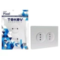 Изображение товара Розетка TOKOV ELECTRIC Pixel 2-местная скрытая без заземления IP20 пластик перламутр