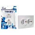 Изображение товара Розетка TOKOV ELECTRIC Pixel 2-местная скрытой установки с заземлением IP20