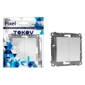 Изображение товара Двухклавишный скрытый выключатель TOKOV ELECTRIC Pixel алюминий IP20 10 А