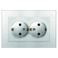 Изображение товара Розетка UNIVersal Афина 2-местная скрытой установки с заземлением серебро