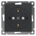Изображение товара Розетка UNIVersal Афина 1-местная скрытой установки с заземлением со шторками, номинальный ток - 16 А, степень защиты IP20, механизм, цвет - графит