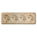 Изображение товара Розетка UNIVersal Олимп 4-местная открытой установки без заземления, номинальный ток - 16 А, степень защиты IP20, цвет - сосна