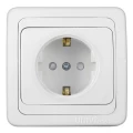 Изображение товара Розетка UNIVersal Валери 1-местная скрытой установки с заземлением со шторками, номинальный ток - 16 А, степень защиты IP20, цвет - белый