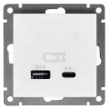 Изображение товара Розетка USB UNIVersal Афина 2-местная скрытой установки, 5В, тип А+С, механизм, цвет - белый