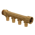 Изображение товара Коллектор Uponor Q&E 3/4″ Ду20 выходов 4-3/8″ Ру16, внутренняя/наружная резьба, выходы наружая резьба, корпус – латунь