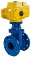 Изображение товара Задвижка клиновая 30ч939р (аналог МЗВ) DN.ru GVWN1414E-2W-F Ду200 Ру10 фланцевая,клин - обрезиненный, шпиндель - невыдвижной, корпус - чугун GGG-50, уплотнение - EPDM, с электроприводом DN.ru MT-N-030EM-О1-380VAC-У1, цвет- синий