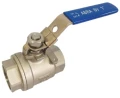 Изображение товара Кран шаровой ABRA BV-027A 3/8″ Ду10 Ру40 полнопроходной, двухходовой, нержавеющая сталь AISI316, уплотнение - PTFE, внутренняя резьба, ручка-рычаг